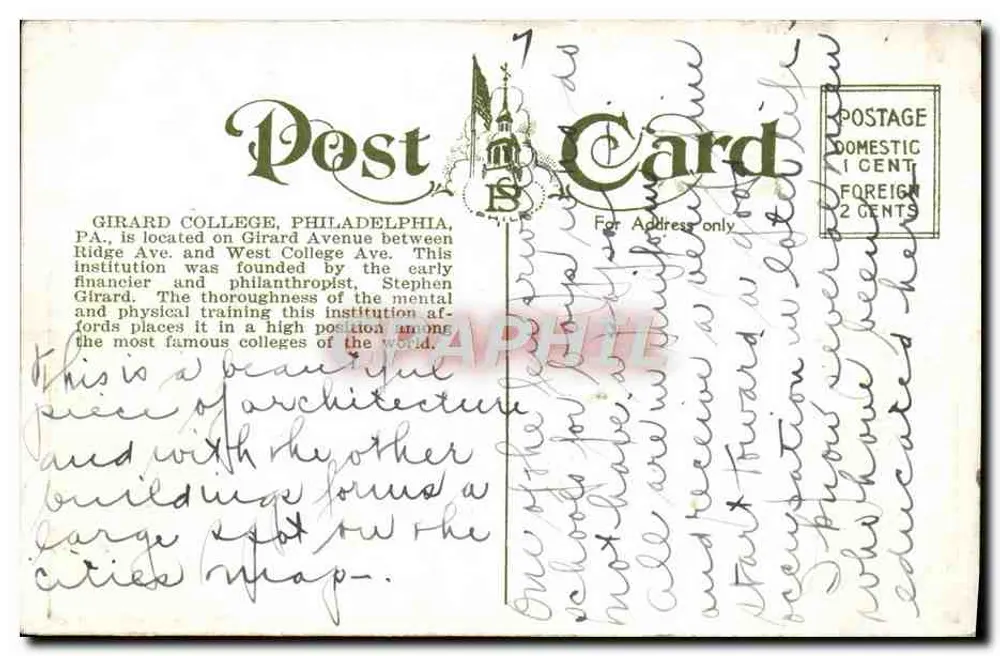 Girard College, Philadelphia, Pa. — n° 0574 - Rückseite