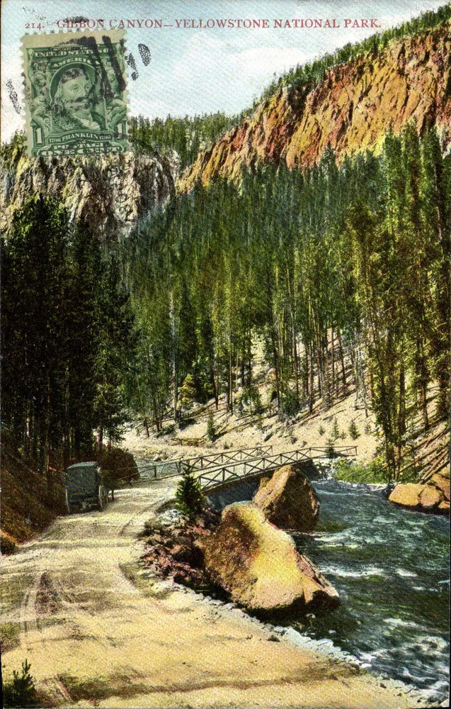 Gibbon Canyon — Yellowstone National Park — Verlag: Schneier Drug Co., Livingston, Mont. - Vorderseite