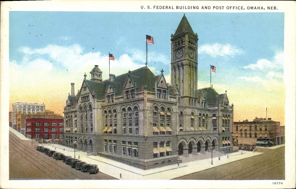 US-Bundesgebäude und Postamt — Omaha, Neb. — Eric Kelton News Co. n°16574 - Vorderseite