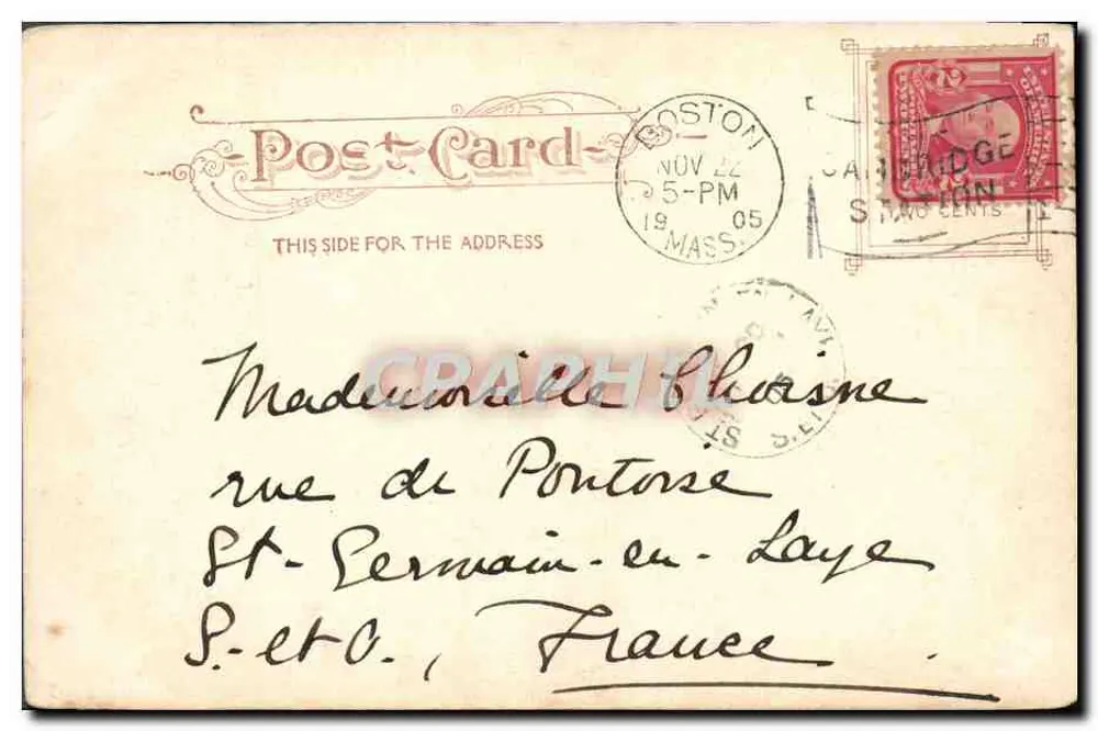 Johnson Gate, Harvard College, Cambridge, Mass. — Bilhete postal antigo 4346 — editor não identificado - Verso