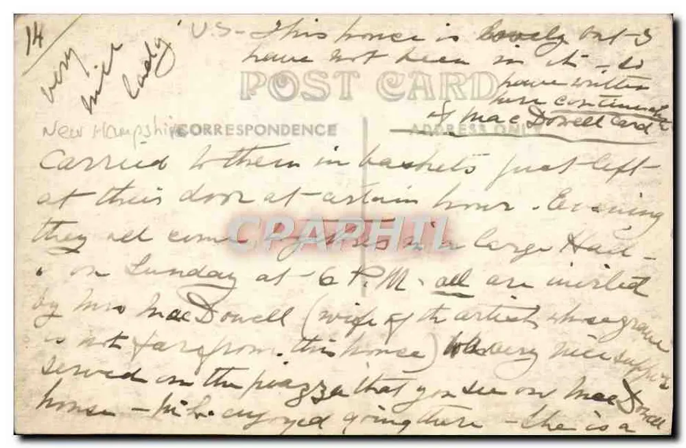 Residência de Gro. E. Adams — Peterborough, N.H. - Verso