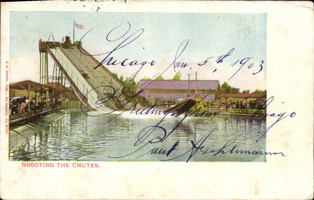 Shooting the Chutes — Chicago — E. O. Kropp, Milwaukee, No. 500 - Frente