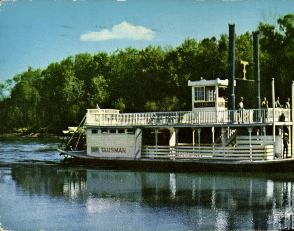 O steamboat Talisman — réplique do 1832 — Lincoln's New Salem Enterprises, Inc., Springfield, Ill. - Frente