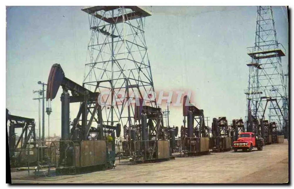 Huntington Beach, Califórnia — poço de petróleo na beira da estrada — editor Nitock & Sons, Ventura Blvd, Sherman Oaks, Calif. - Frente