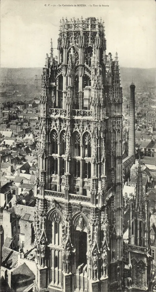 Die Kathedrale von Rouen — Die Buttertürme — C.P. - 51 — Verlag - Vorderseite