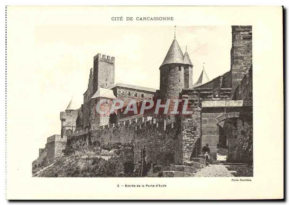 Stadt Carcassonne — Eingang zur Porte d'Aude — Foto Ronilière, n°2 - Vorderseite