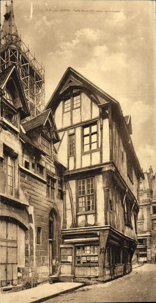Rouen — Alte Haus (15. Jahrhundert), Rue St-Romain — C.P.-St.-ROUEN - Vorderseite