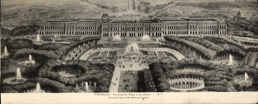 Versailles — Panorama des Schlosses und der Gärten — A. P. - Vorderseite