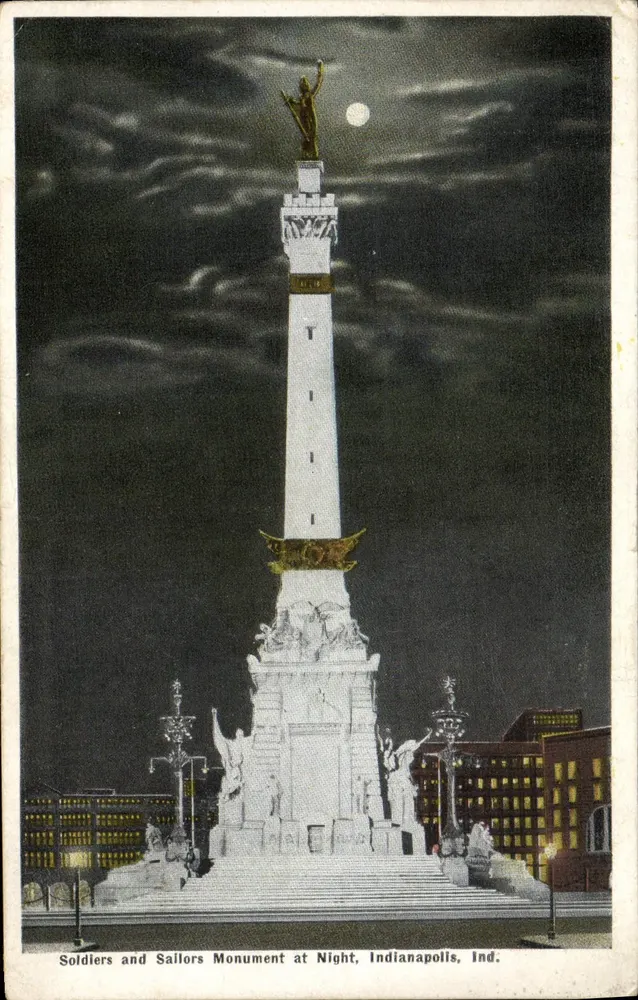 Soldiers and Sailors Monument — nächtliche Ansicht — Verleger nicht sichtbar, Seriennummer 51250 - Vorderseite