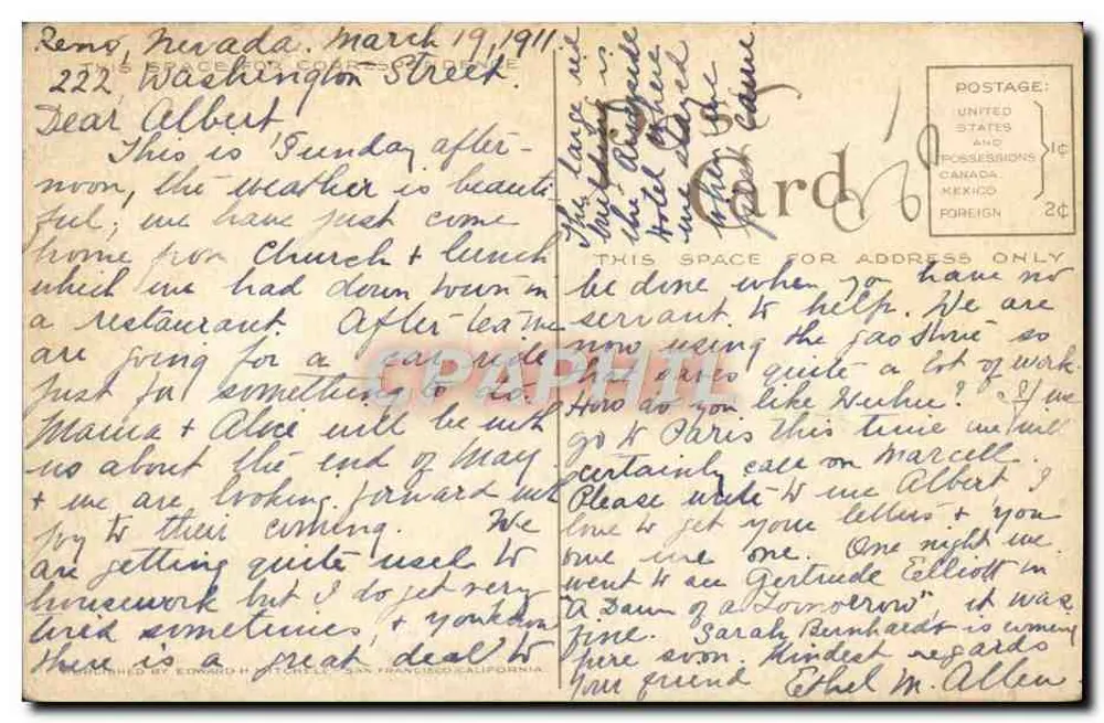 Vista generale di Reno, Nevada — editore Edward H. Tittlety, n° 5008 - Verso