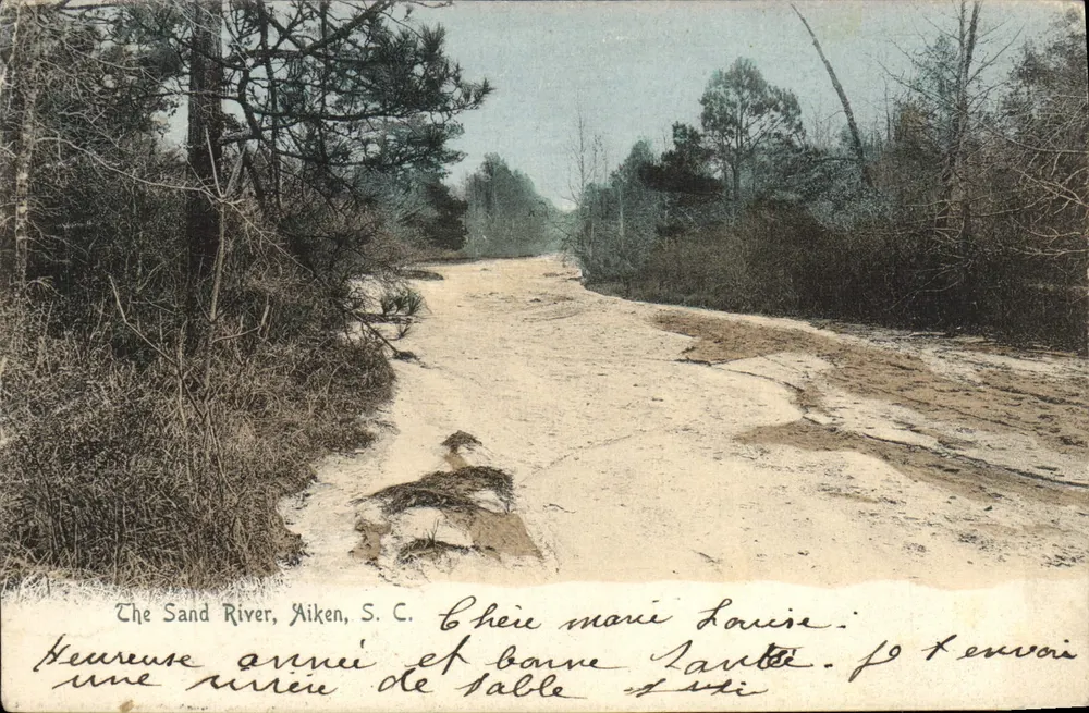 The Sand River, Aiken, S. C. — vista de rio e trilha — The Rotograph Co., N.Y. City, N° 2052 - Frente