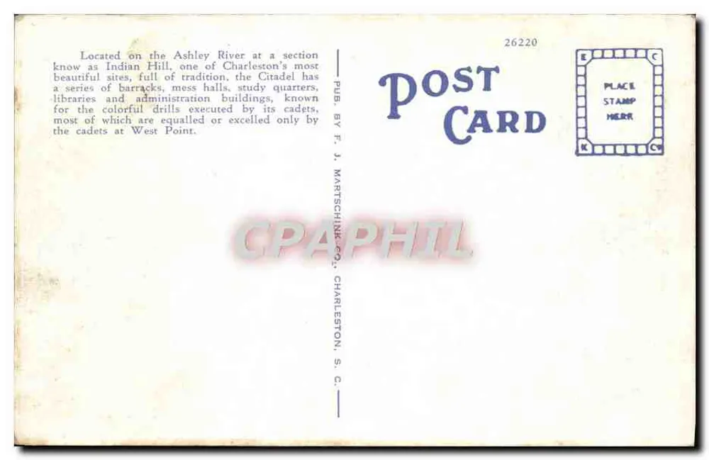 A Cidadela, Charleston, S.C.—69 — F. J. Martschink Co. - Verso