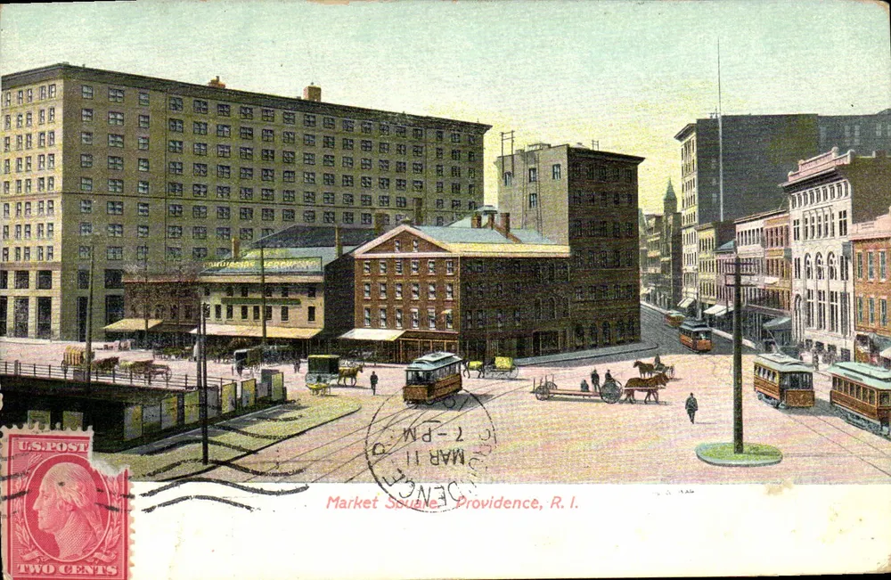 Marktplein — Providence, R.I. — uitgever onbekend, serie-nummer niet zichtbaar - Voorkant