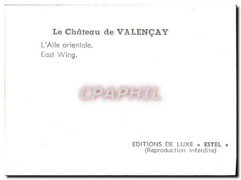 Castelo de Valençay — Ala oriental — Edições de Luxo « Estel » - Verso