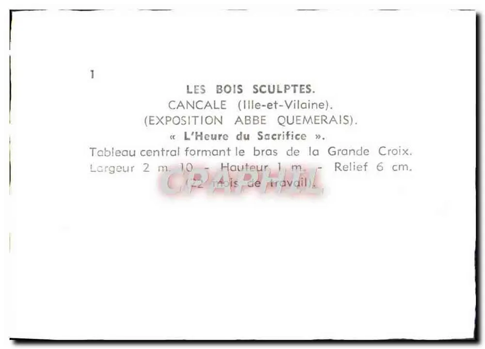 Die Stunde des Opfers — Ausstellung Abbé Quemerais — Cancale (Ille-et-Vilaine) - Rückseite