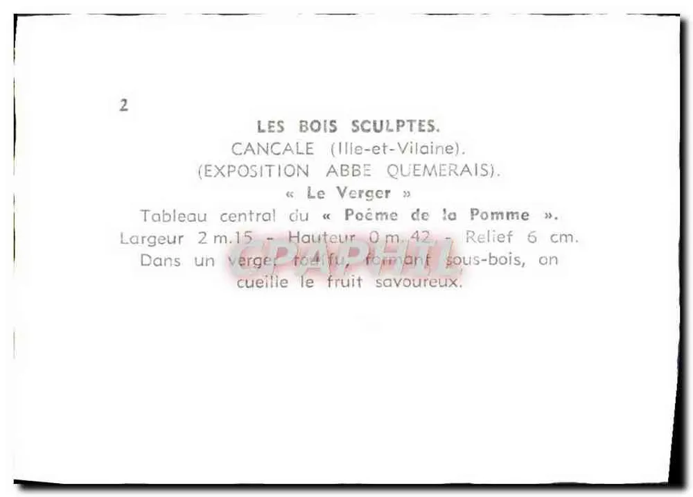 Cancale (Ille-et-Vilaine) — Ausstellung Abbe Quemerais — « Der Obstgarten » — Zentrales Bild « Gedicht der Äpfel » - Rückseite