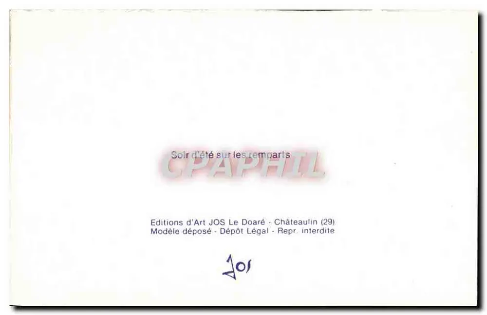 Aussicht auf die Stadt — Sommerabend an den Mauern — Editions d'Art JOS Le Doaré, Châteaulin (29) - Rückseite