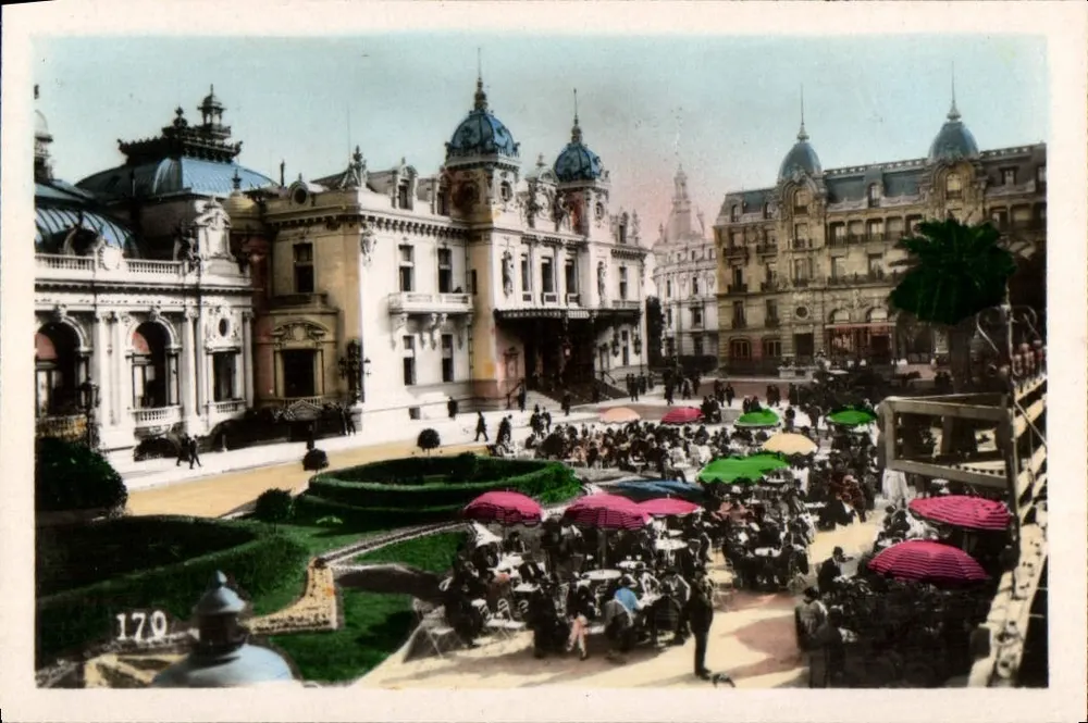Monte Carlo - Das Casino - Terrasse des Café de Paris und das Hotel - Vorderseite