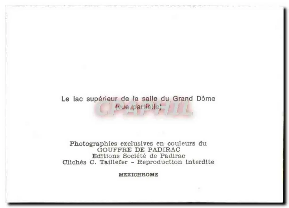 Gouffre de Padirac — Oberer See des Grand Dôme Raums — Editions C. Taillefer - Rückseite