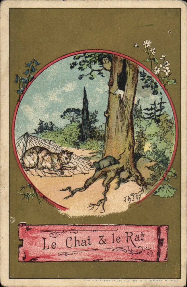 O Gato e o Rato — LITH. VILLEWARD ET SES FILS, RUE DE LA GLACIÈRE 16, PARIS - Frente