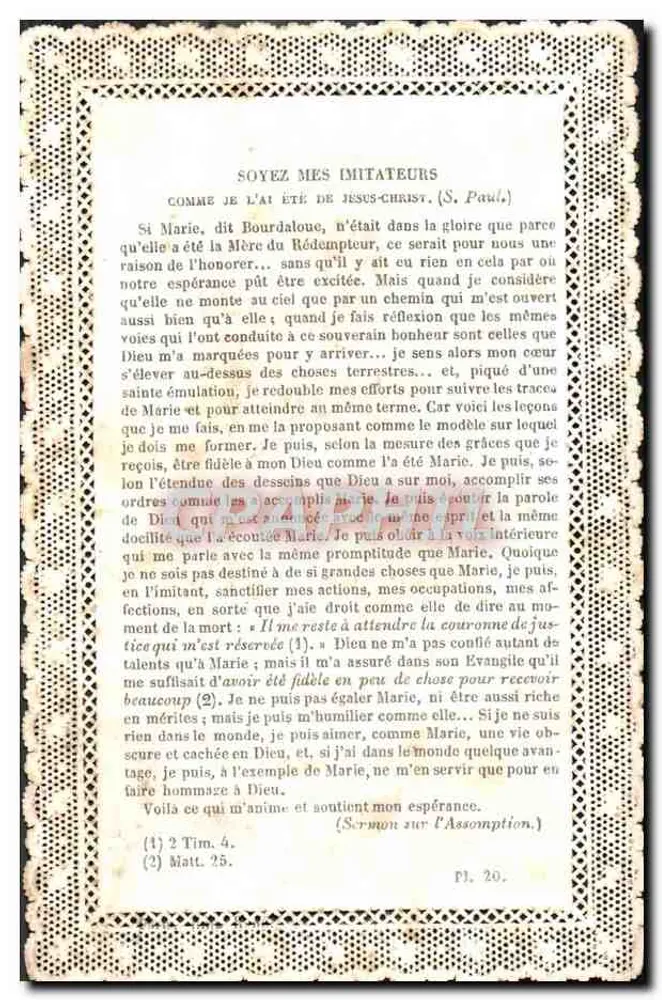 Jesus Christ ist mein Leben — Gemalt von Lebrun nach M. dem Abbé Olier, gestochen von Larichardière - Rückseite