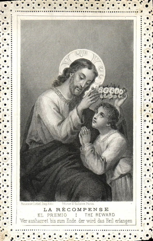 Jesu coroando uma criança — A Recompensa — Bouasse-Lebel, editor, 29 rue Saint-Sulpice, Paris - Frente