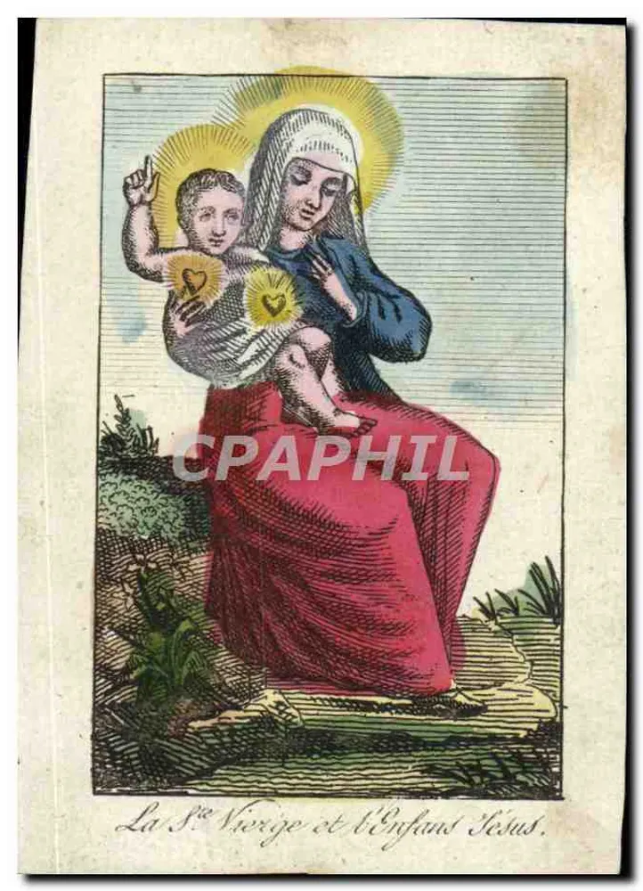A Santa Virgem e o Menino Jesus — ilustração religiosa — sem editor ou número visível - Frente