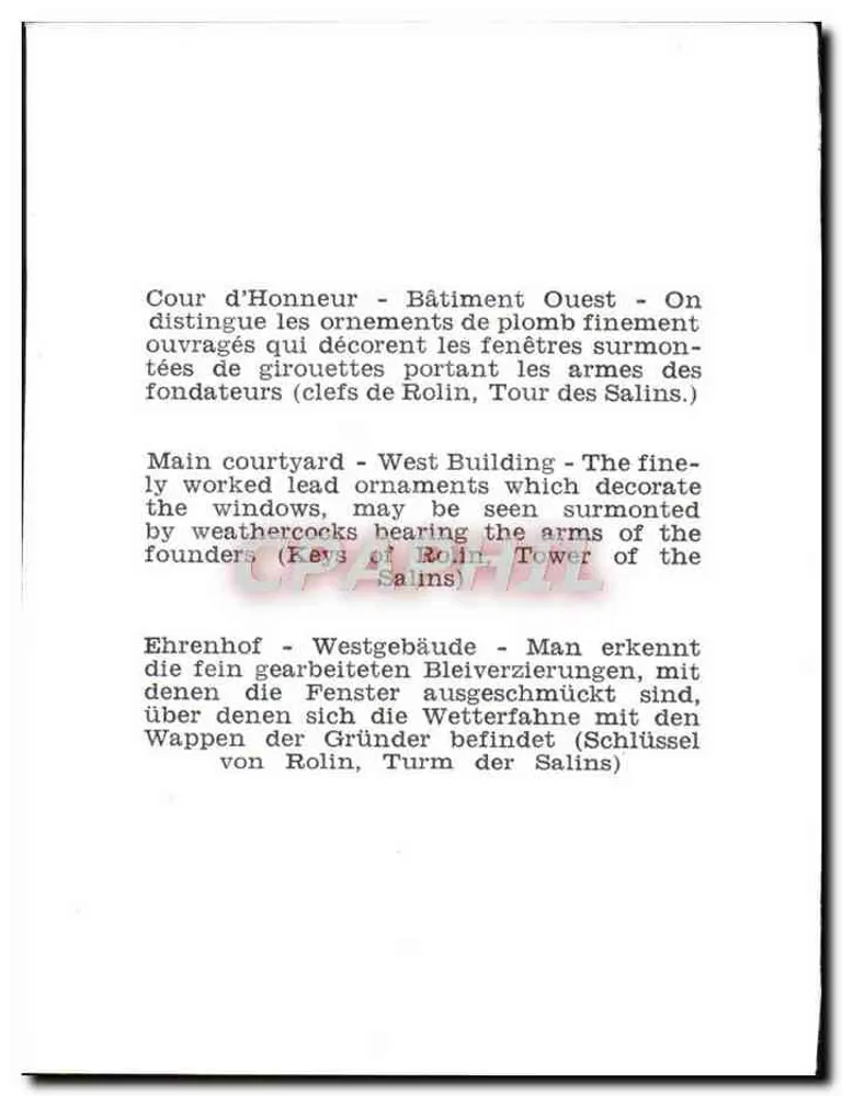 Cour de Honra — Edifício Oeste — Editor não visível, número de série não visível - Verso