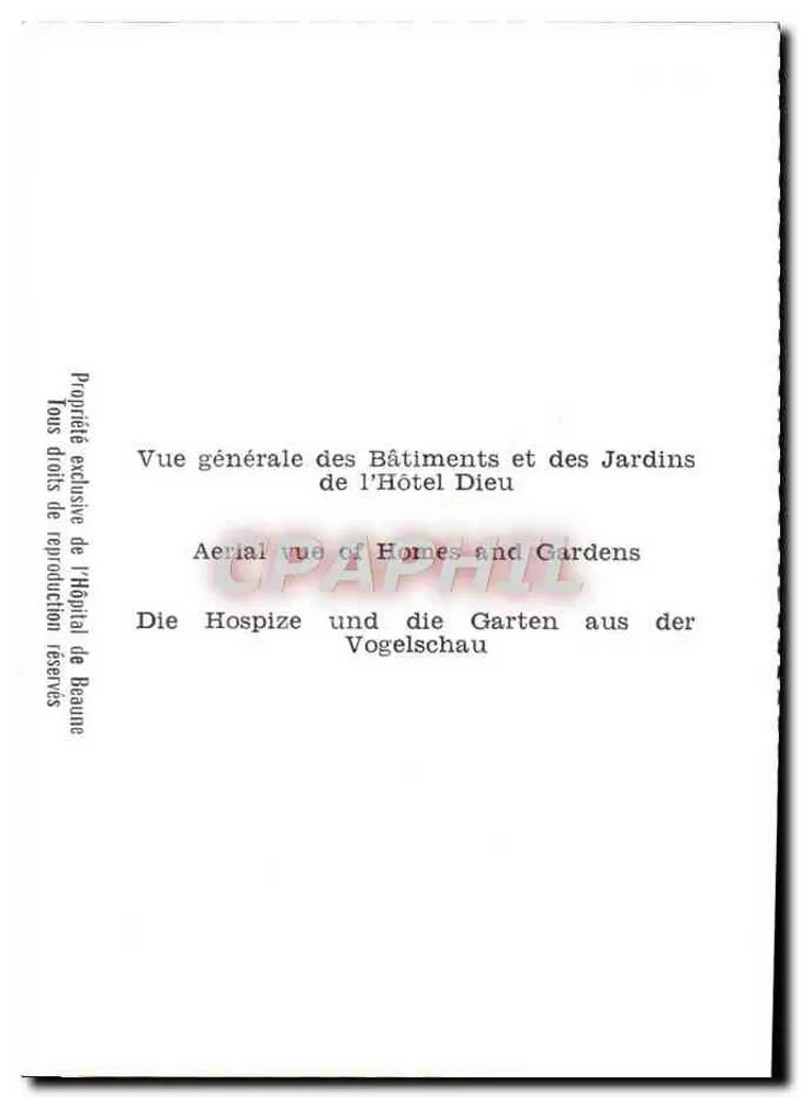 Vista aérea do Hôtel-Dieu de Beaune — editor não indicado, número de série não visível - Verso