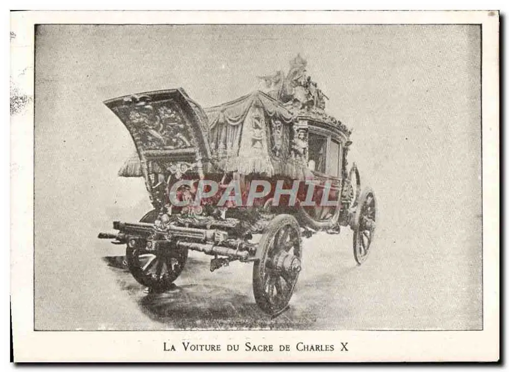 La Voiture du Sacre de Charles X — carrosse orné de tentures et de sculptures, éditeur non identifié - Frente