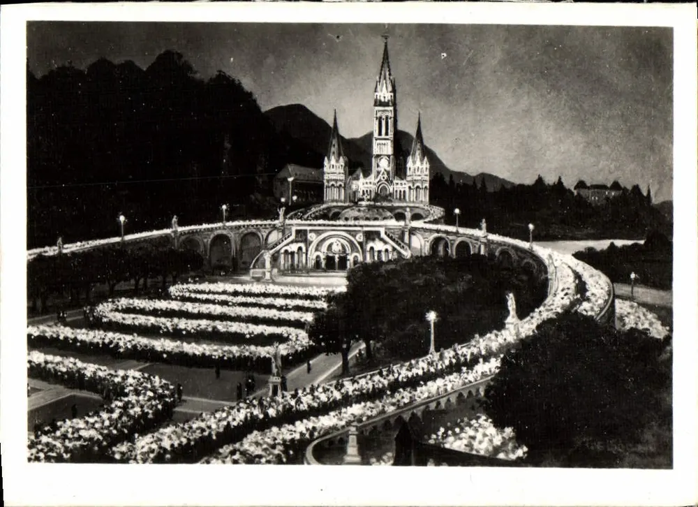 Lourdes — Die Beleuchtete Basilika und die Prozession mit Fackeln — Nr. 10 - Vorderseite