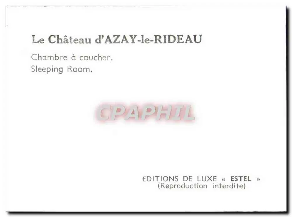 Quarto de dormir — Castelo d'Azay-le-Rideau — Edições de Luxo « Estel » - Verso
