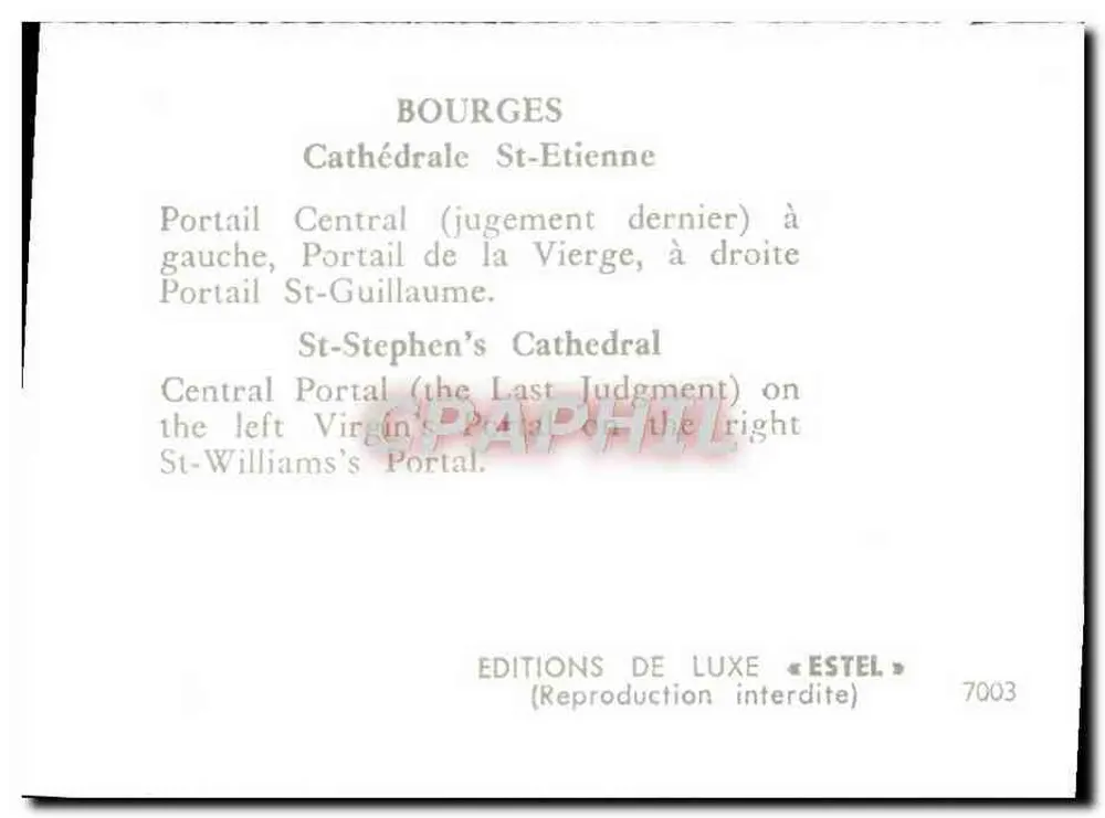 Bourges — Catedral de Saint-Étienne — Portais centrais e de Saint-William - Verso