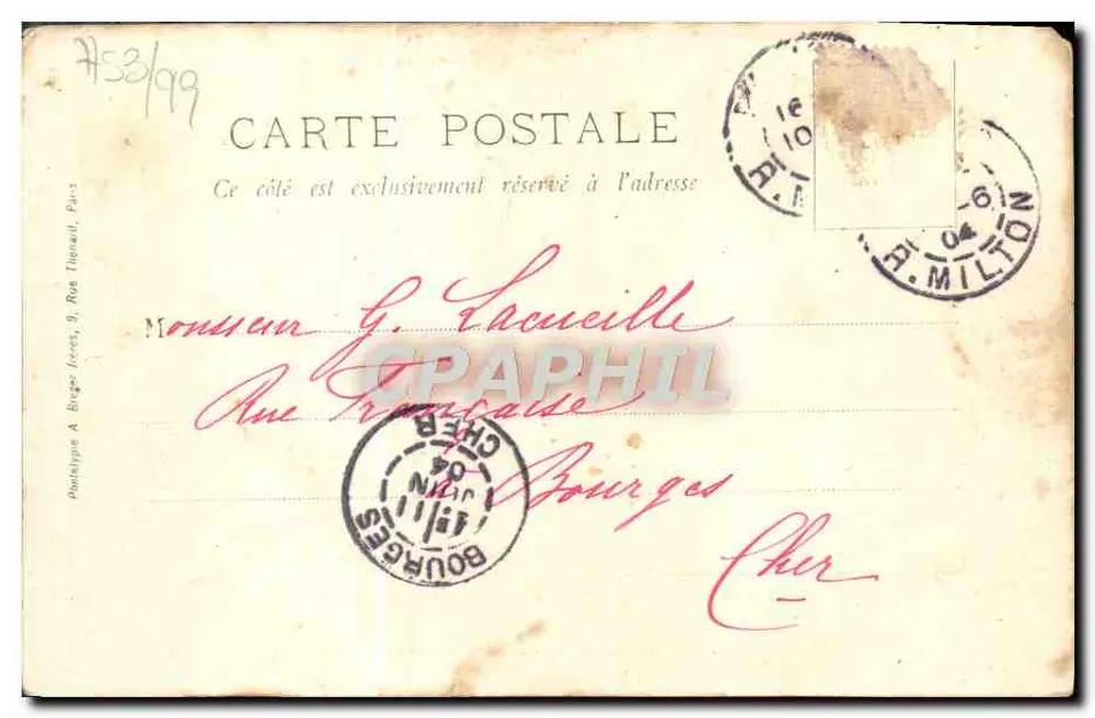 Les Sites du Morin — Le Moulin de La Chapelle — Éditeur : Phototypie A. Binge, 9, Rue Turenne, Paris - Rückseite