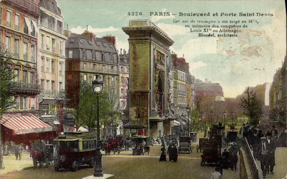 Paris — Boulevards e Porte Saint-Denis — editor anônimo, n° 4276 - Frente