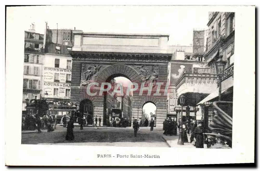 PARIS - Porta Saint-Martin — vista urbana com sinalização 'COURS de DANSE' — editor , número de série não visível - Frente