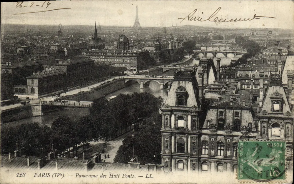 PARIS (IVe) — Panorama dos Oito Pontes — LL. — Editor LL, n° 123 - Frente