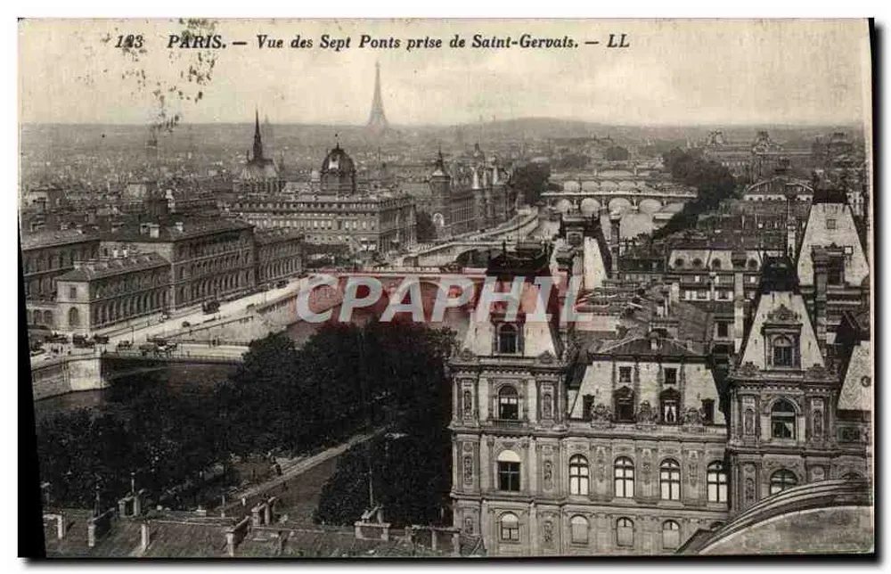 PARIS — Ansicht der Sieben Brücken von Saint-Gervats — LL - Vorderseite