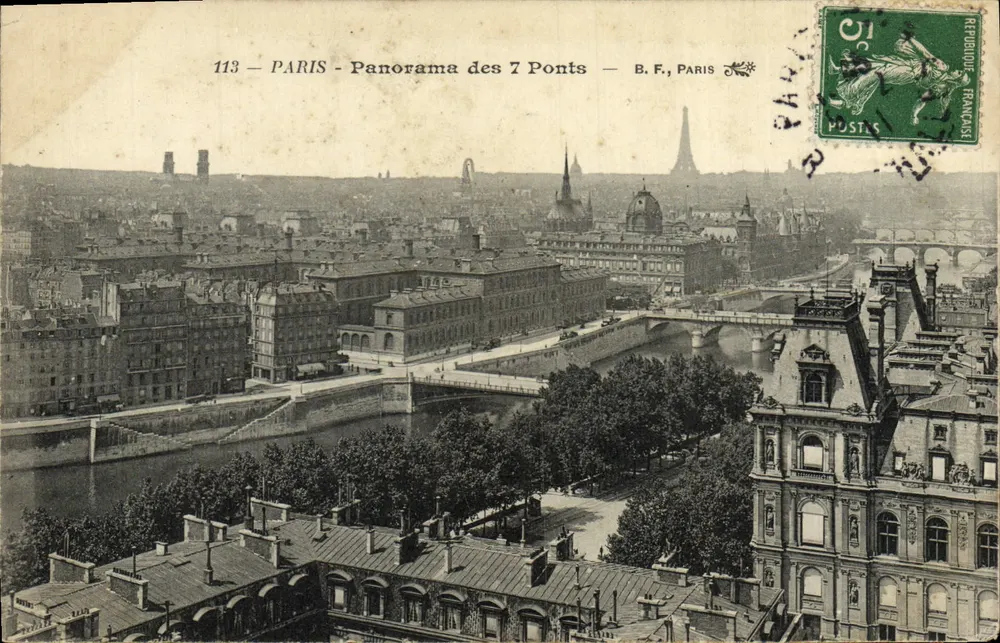 Paryż - Pejzaż z 7 mostami — B.F., Paryż - Awers