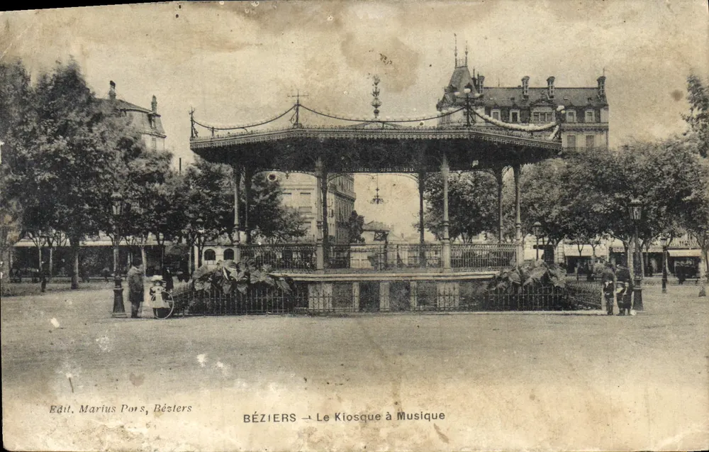Béziers — Le Kiosque à Musique — Édit. Marius Pors, Béziers - Recto
