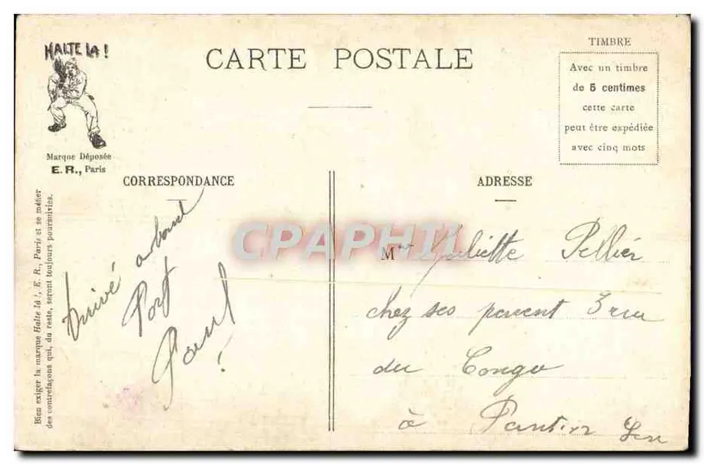 Bei der Anlegung der Ankerleine — Vorsichtig Jungs !!! — Unsere Tapferen Matrosen — E.R., Paris (Modellnummer 92) - Rückseite