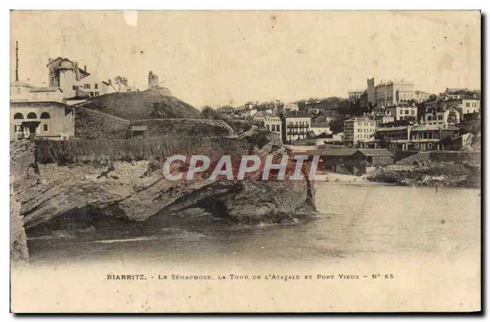 Biarritz - Der Semaphor, die Turm von Atayale und der alte Hafen - Nr. 55 - Vorderseite