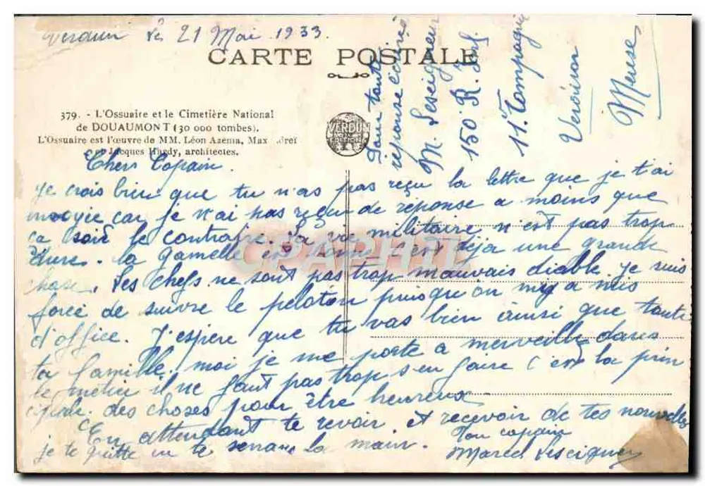 Ossuaire und Nationalfriedhof von Douaumont — Werk von MM. Léon Azéma, Max Hardy — Verlag VERBUN - Rückseite