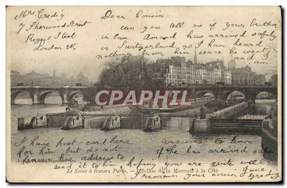 Die Seine durch Paris — Die Schleuse der Monnaie zur Cité — Verlag L. P. Augouard, Paris - Vorderseite