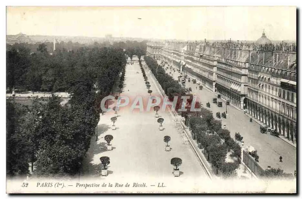 Paris (1er) — Perspectiva da Rue de Rivoli — LL. n°52 - Frente
