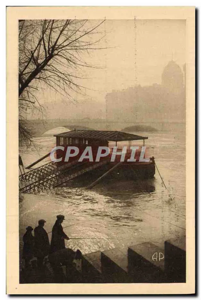 Paris — Ansicht der Seine während der Hochwasser — Verlag E. Papeghin, 24, rue des Petites-Écuries, Paris - Vorderseite