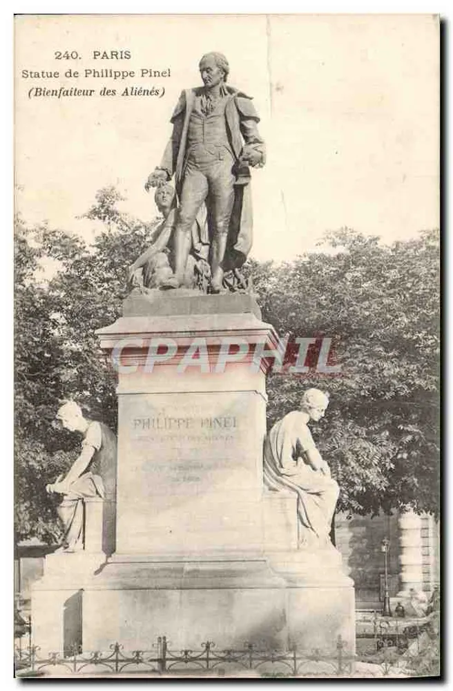 Beeld van Philippe Pinel — Goede Samaritaan van de geestelijk zieken — Parijs - Voorkant