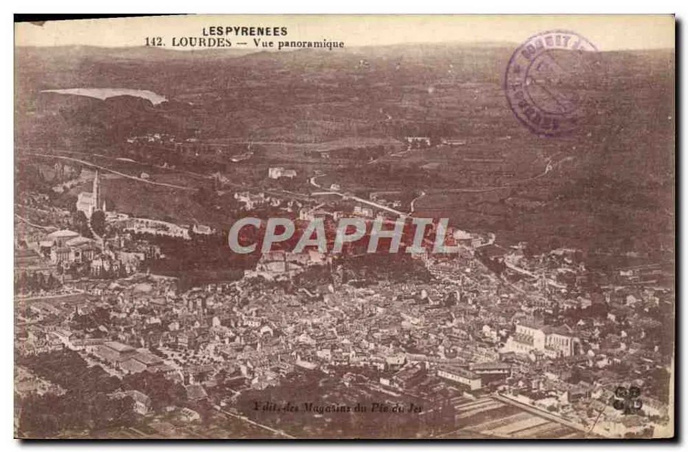 Lourdes — Vista panorâmica — Editor dos Magasins du Pied du Jour, n°142 - Frente