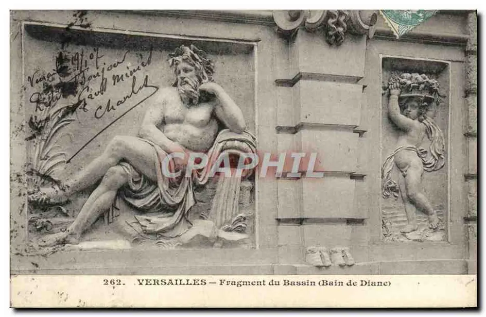 Versailles — Fragment des Bassins (Bain de Diane) — Verlag Héliot, Bourdier-Faucheux, n° 262 - Vorderseite