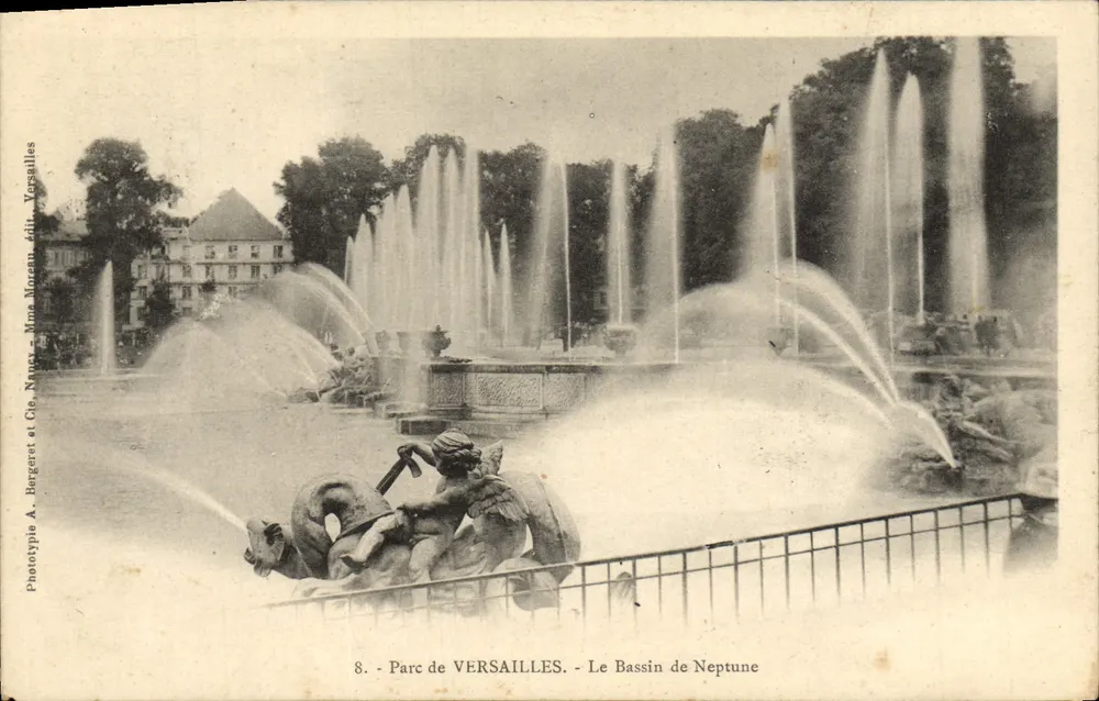 Park von Versailles - Bassin des Neptun — Phototypie A. Bergeret et Cie, Nancy — Nr. 8 - Vorderseite